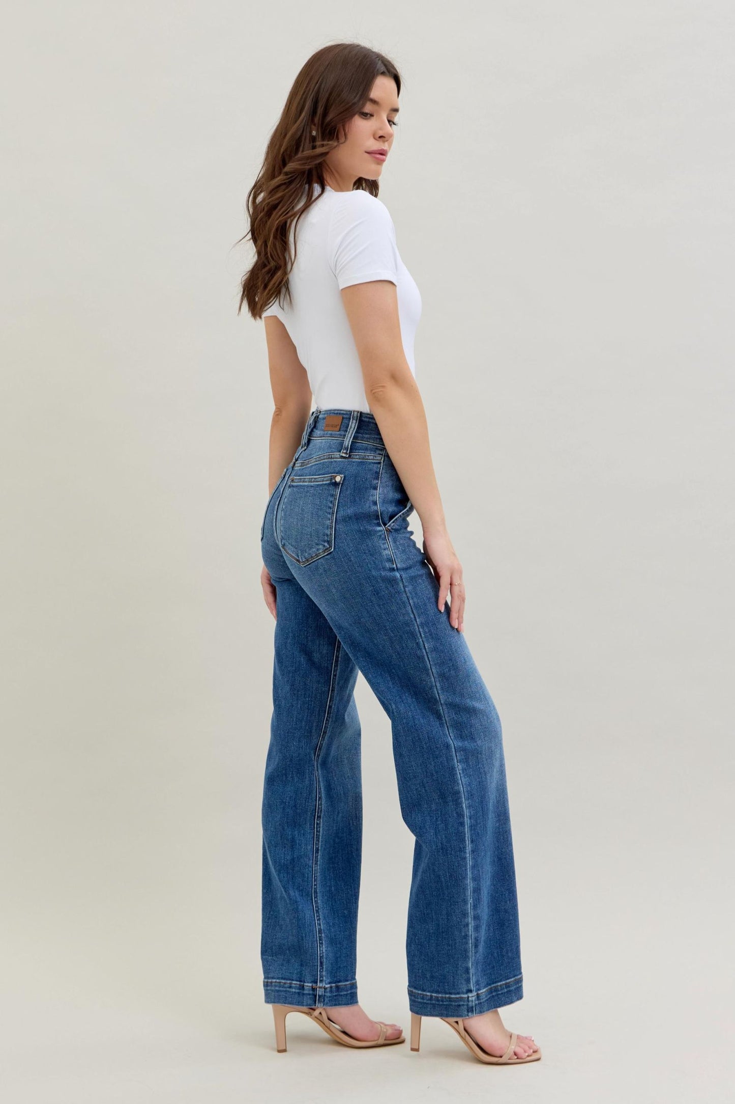Judy Blue Double Button Wide Leg High Waisted
