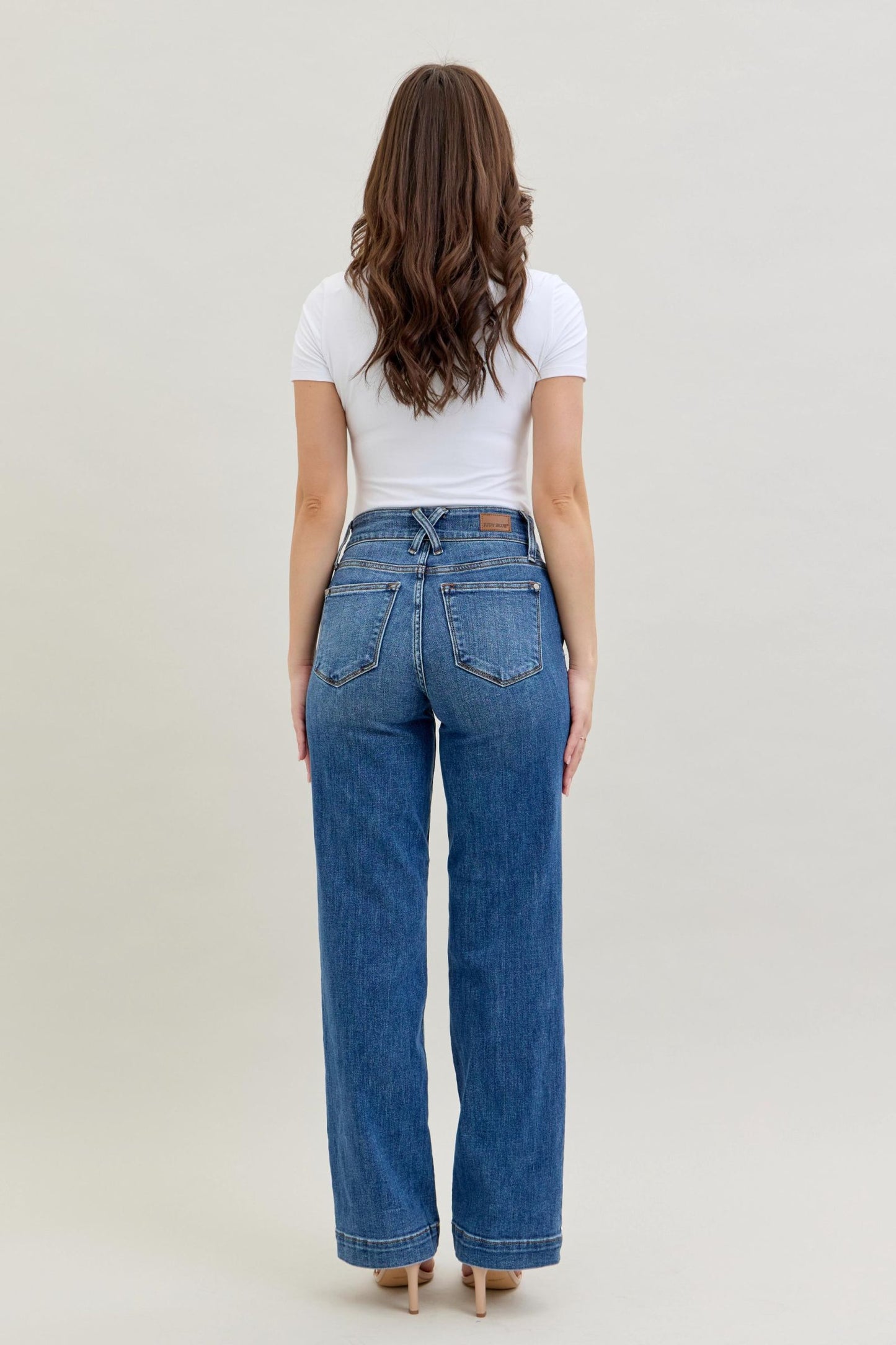 Judy Blue Double Button Wide Leg High Waisted