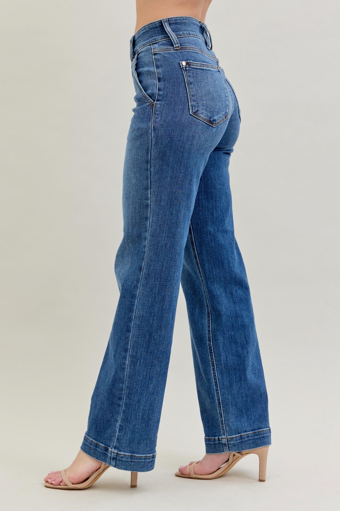 Judy Blue Double Button Wide Leg High Waisted