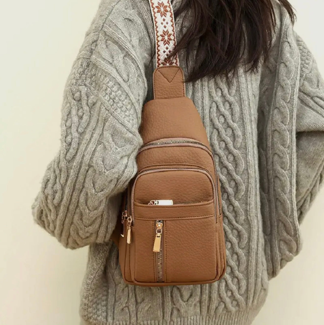 Vegan Leather Crossbody Sling Chest Bag