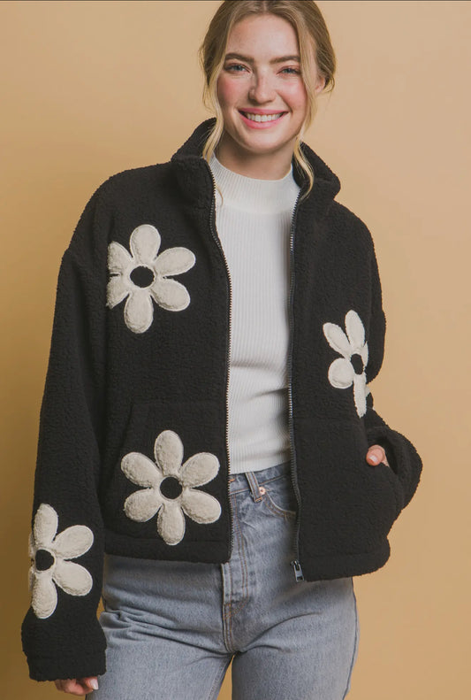Daisy Full Zip Sherpa Jacket With Pockets