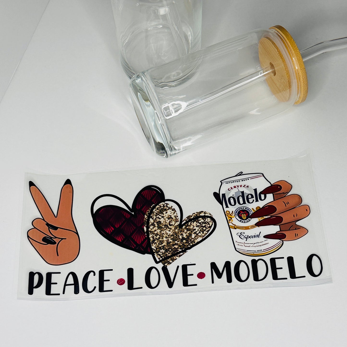 Peace Love Modelo UV DTF Transfer