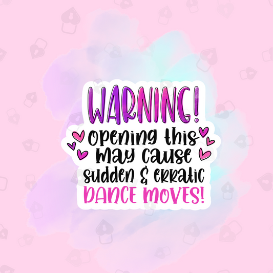 Warning Dance Moves Packaging Stickers